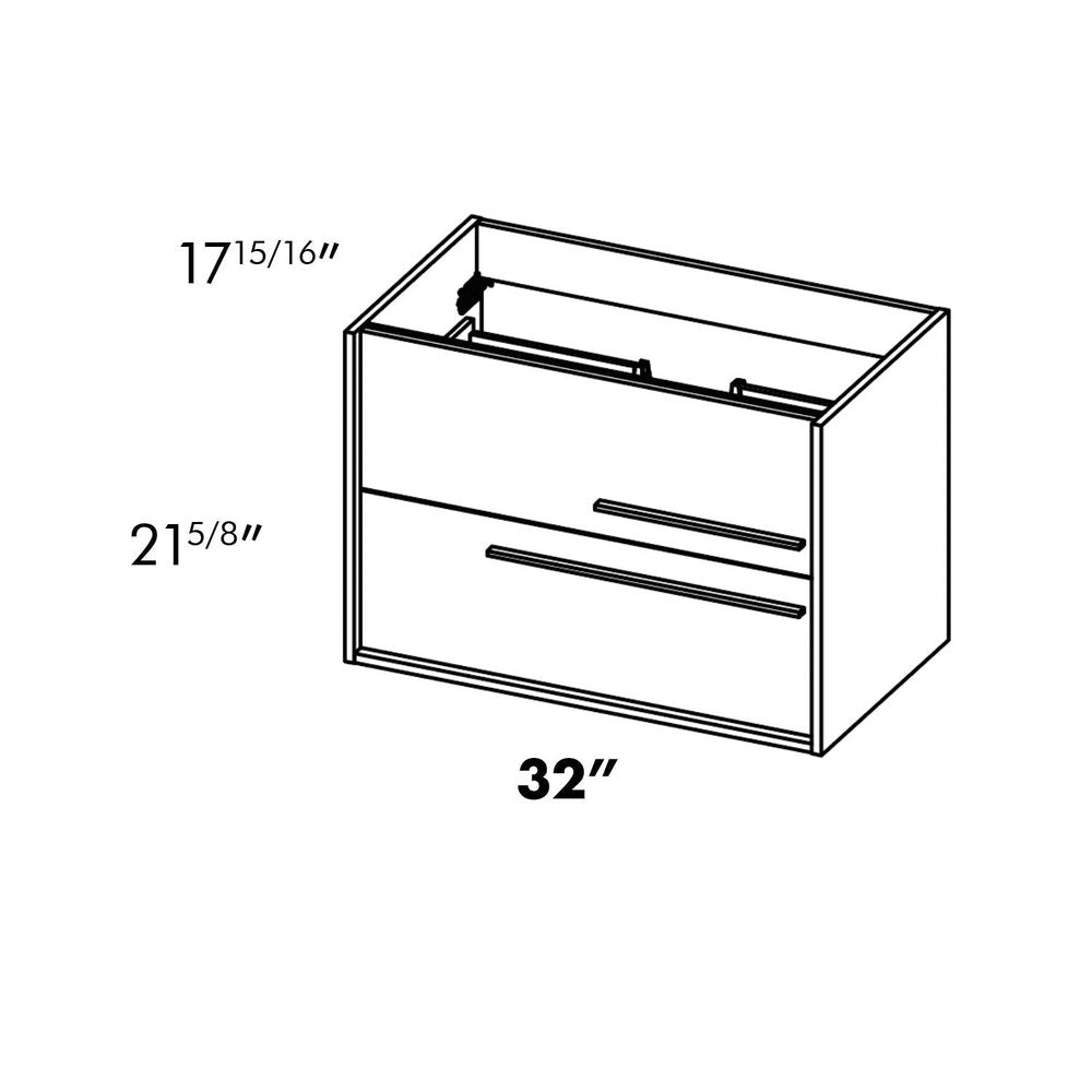32" Off White Wood Floating Bathroom Vanity With White Sink And Two Drawers