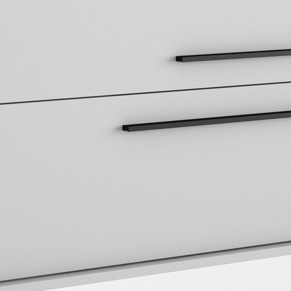 32" Off White Wood Floating Bathroom Vanity With White Sink And Two Drawers