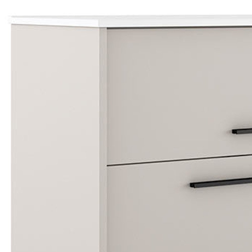 32" Tan Wood Floating Bathroom Vanity With White Sink And Two Drawers