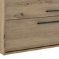 32" Natural Wood Floating Bathroom Vanity With White Sink And Two Drawers