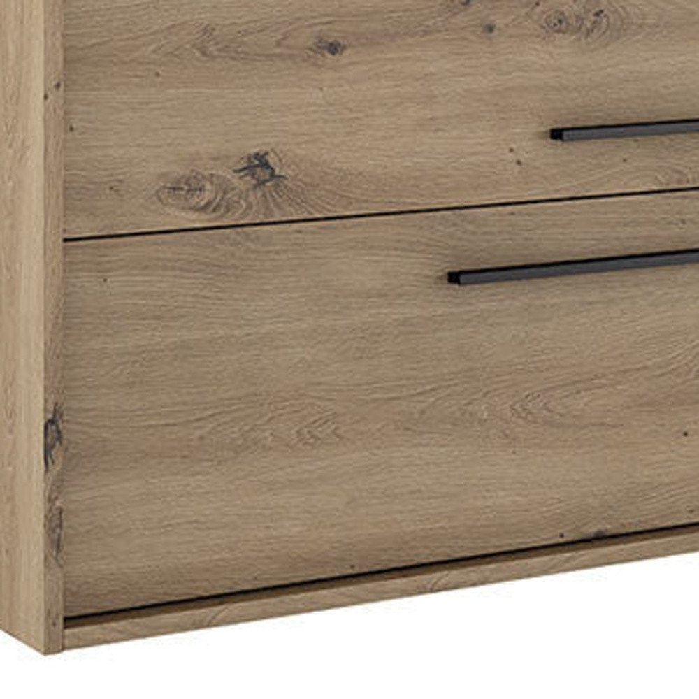 32" Natural Wood Floating Bathroom Vanity With White Sink And Two Drawers