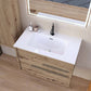 32" Natural Wood Floating Bathroom Vanity With White Sink And Two Drawers