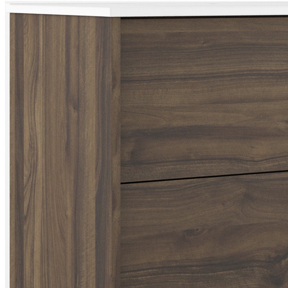 32" Dark Brown Wood Floating Bathroom Vanity With White Sink And Two Drawers