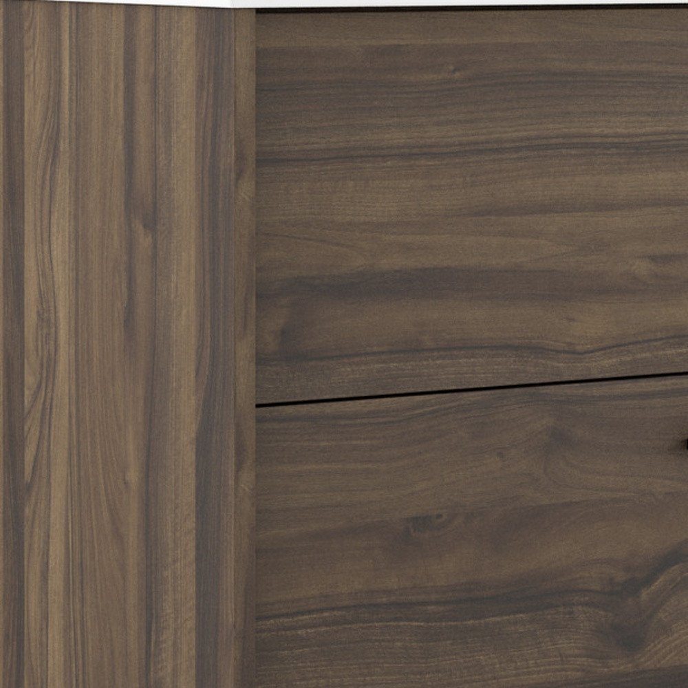 32" Dark Brown Wood Floating Bathroom Vanity With White Sink And Two Drawers