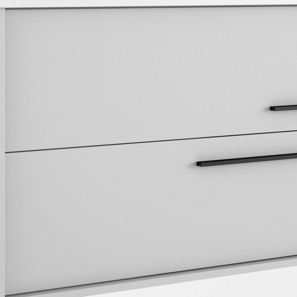 40" Off White Wood Floating Bathroom Vanity With White Sink And Two Drawers