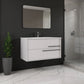40" Off White Wood Floating Bathroom Vanity With White Sink And Two Drawers