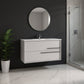 40" Off White Wood Floating Bathroom Vanity With White Sink And Two Drawers