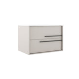 40" Tan Wood Floating Bathroom Vanity With White Sink And Two Drawers