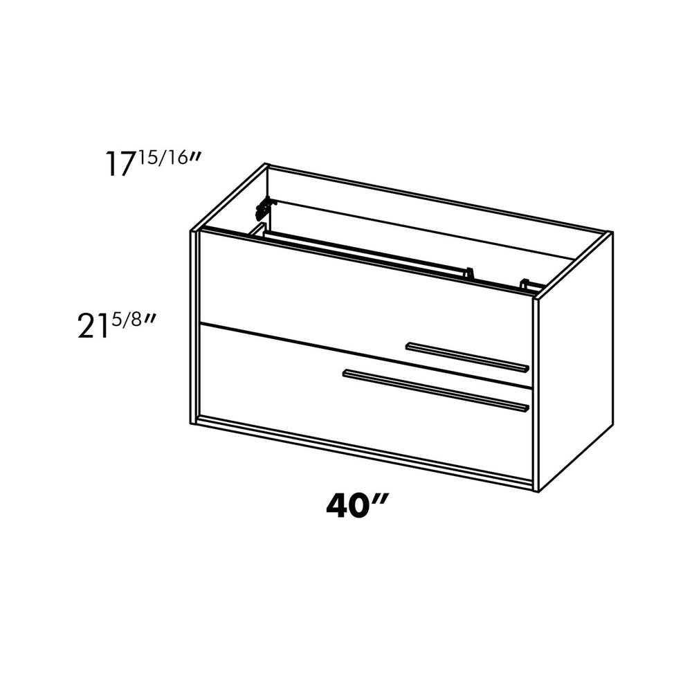 40" Tan Wood Floating Bathroom Vanity With White Sink And Two Drawers