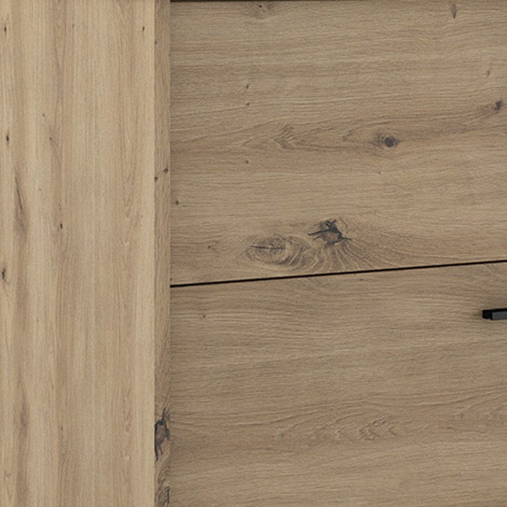 40" Natural Wood Floating Bathroom Vanity With White Sink And Two Drawers