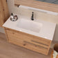 40" Natural Wood Floating Bathroom Vanity With White Sink And Two Drawers