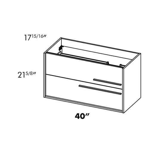 40" Natural Wood Floating Bathroom Vanity With White Sink And Two Drawers