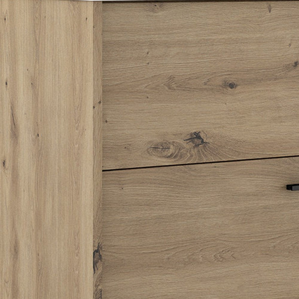 40" Natural Wood Floating Bathroom Vanity With White Sink And Two Drawers