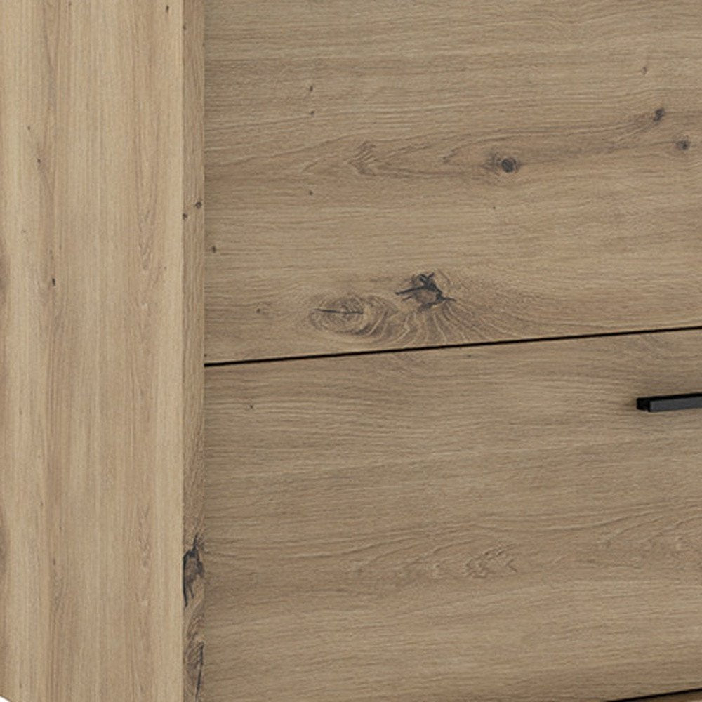 40" Natural Wood Floating Bathroom Vanity With White Sink And Two Drawers