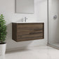 40" Dark Brown Wood Floating Bathroom Vanity With White Sink And Two Drawers