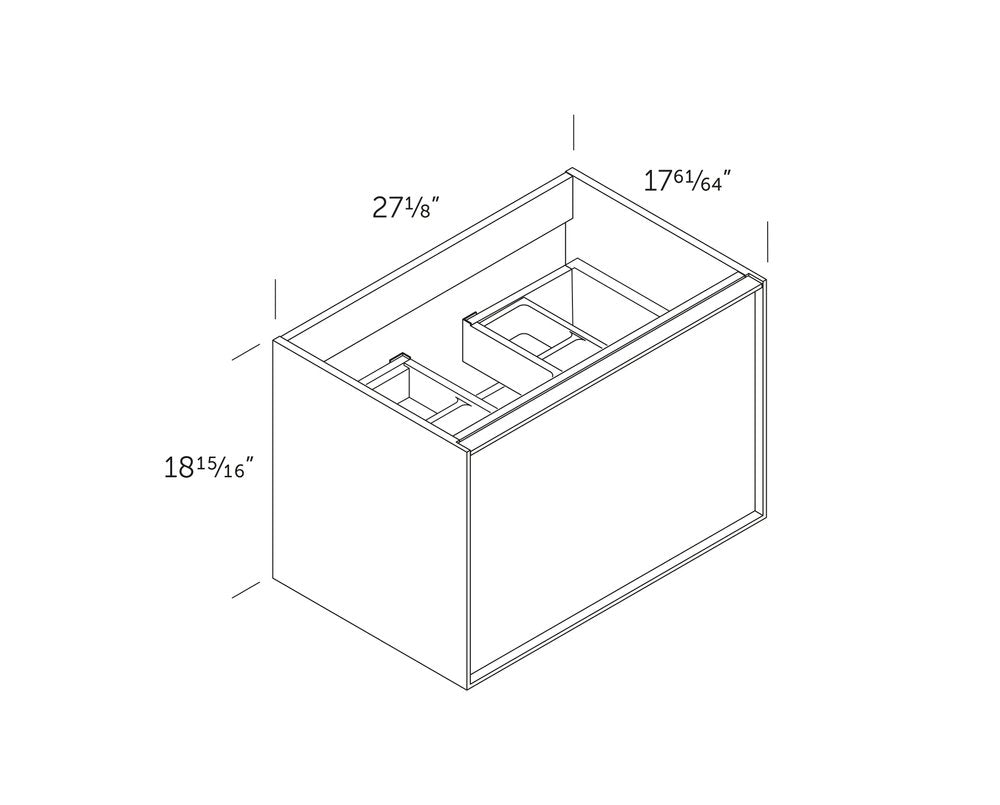 28" White Wood Floating Bathroom Vanity With White Sink And Two Drawers