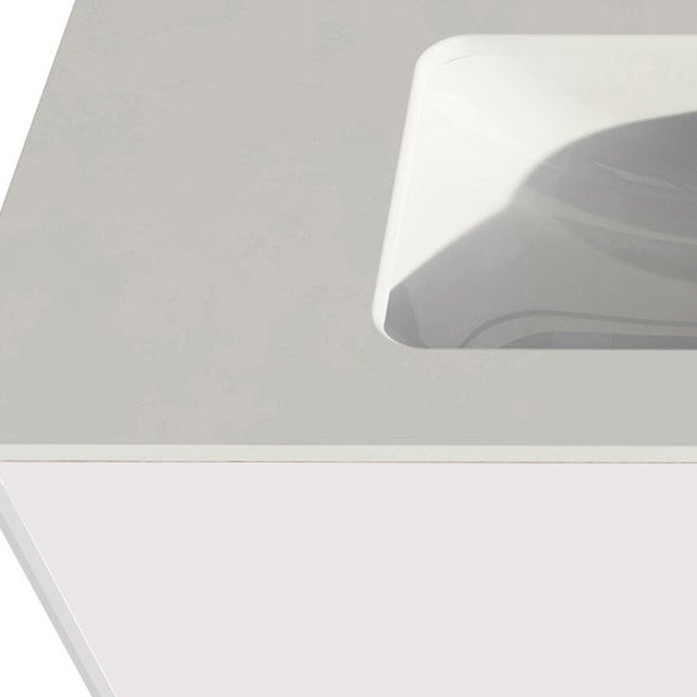 40" White Wood Floating Bathroom Vanity With White Sink And Two Drawers