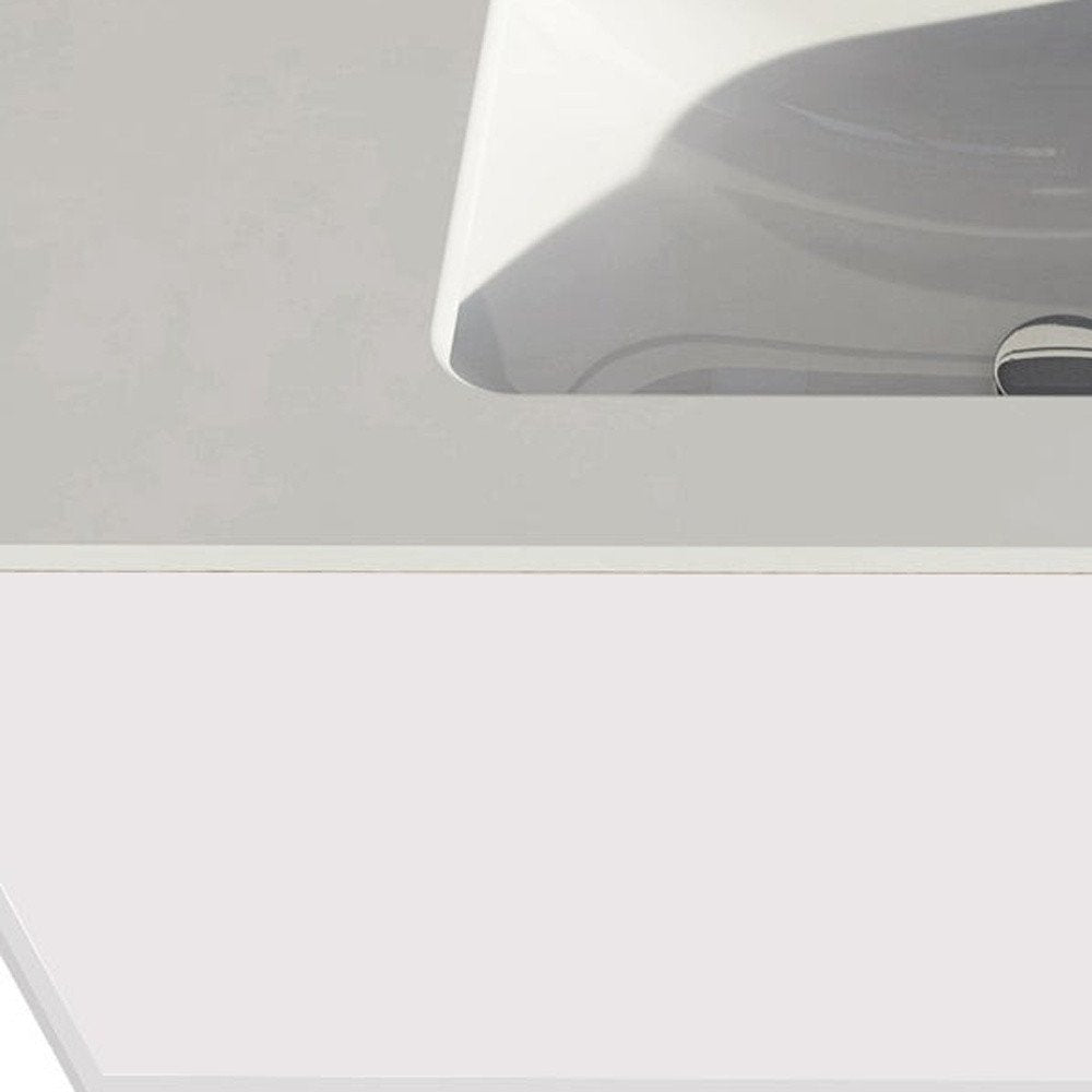 40" White Wood Floating Bathroom Vanity With White Sink And Two Drawers