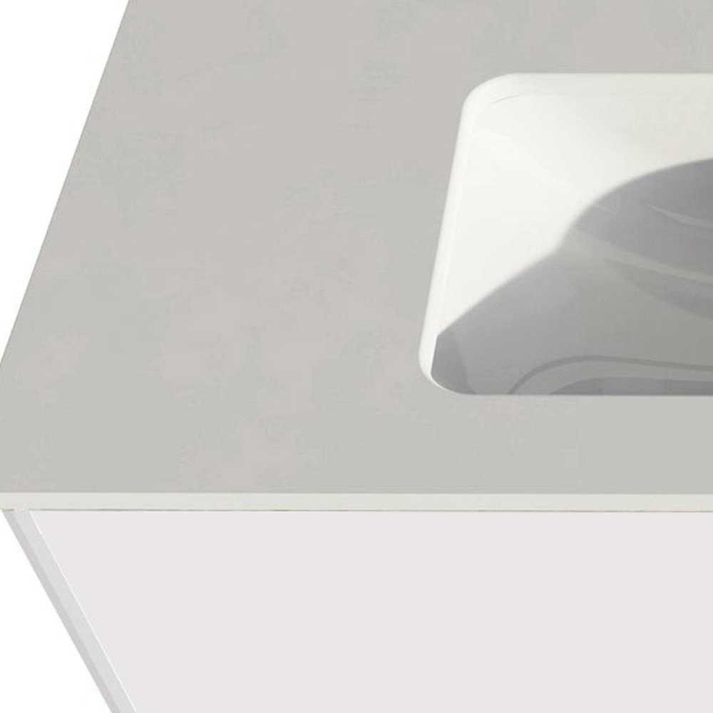 40" White Wood Floating Bathroom Vanity With White Sink And Two Drawers