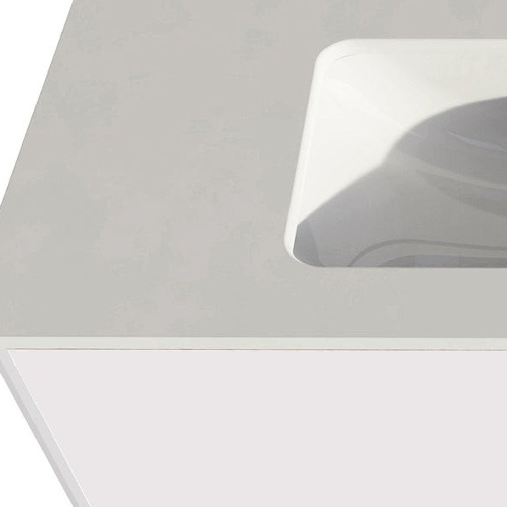 40" White Wood Floating Bathroom Vanity With White Sink And Two Drawers