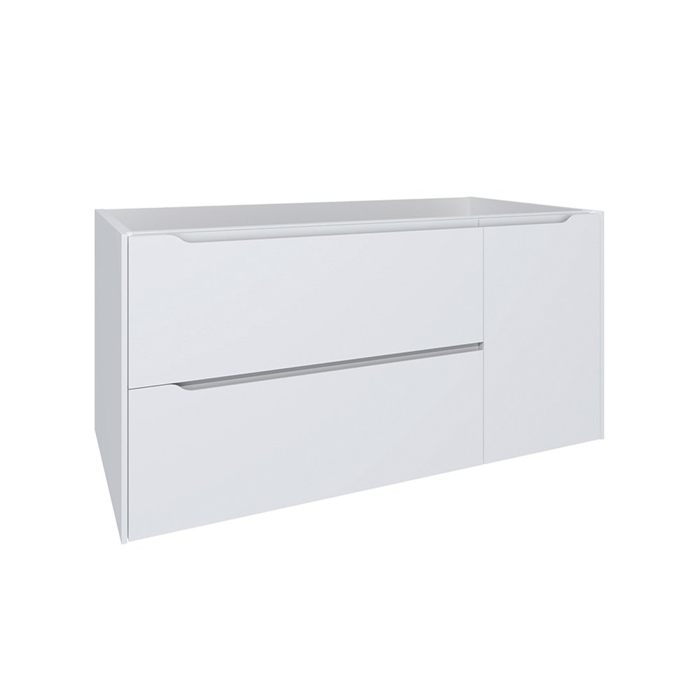 40" White Wood Floating Bathroom Vanity With White Sink And Two Drawers