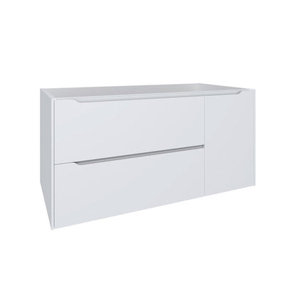 40" White Wood Floating Bathroom Vanity With White Sink And Two Drawers