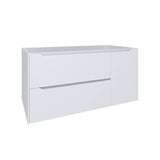 40" White Wood Floating Bathroom Vanity With White Sink And Two Drawers
