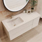 40" White Wood Floating Bathroom Vanity With White Sink And Two Drawers