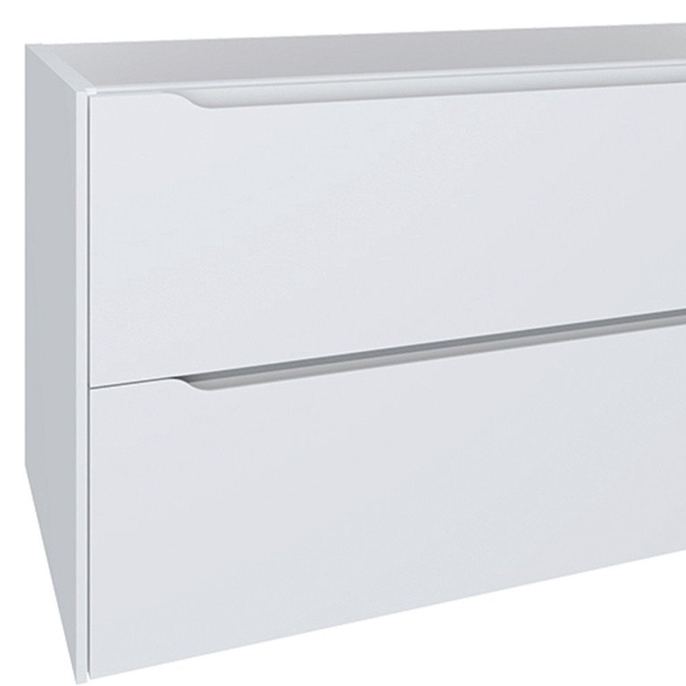 40" White Wood Floating Bathroom Vanity With White Sink And Two Drawers