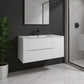 40" White Wood Floating Bathroom Vanity With White Sink And Two Drawers