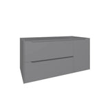 40" Gray Wood Floating Bathroom Vanity With White Sink And Two Drawers