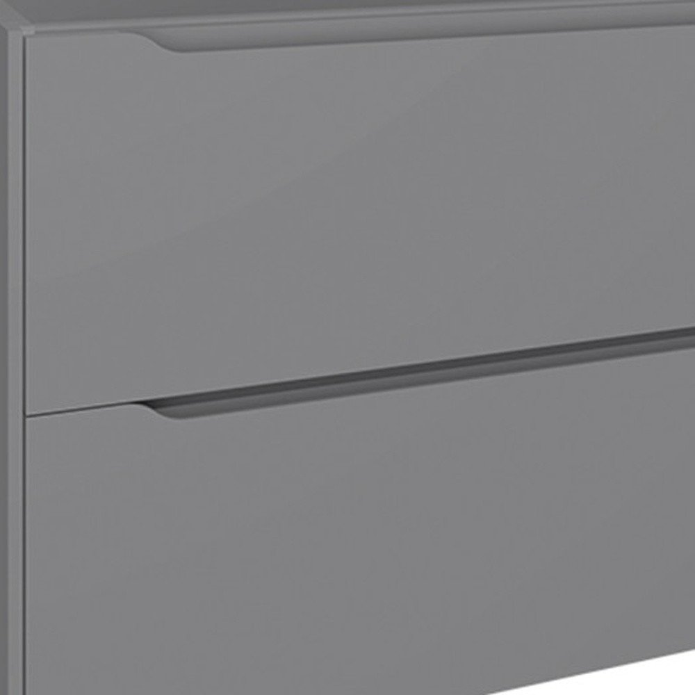 40" Gray Wood Floating Bathroom Vanity With White Sink And Two Drawers