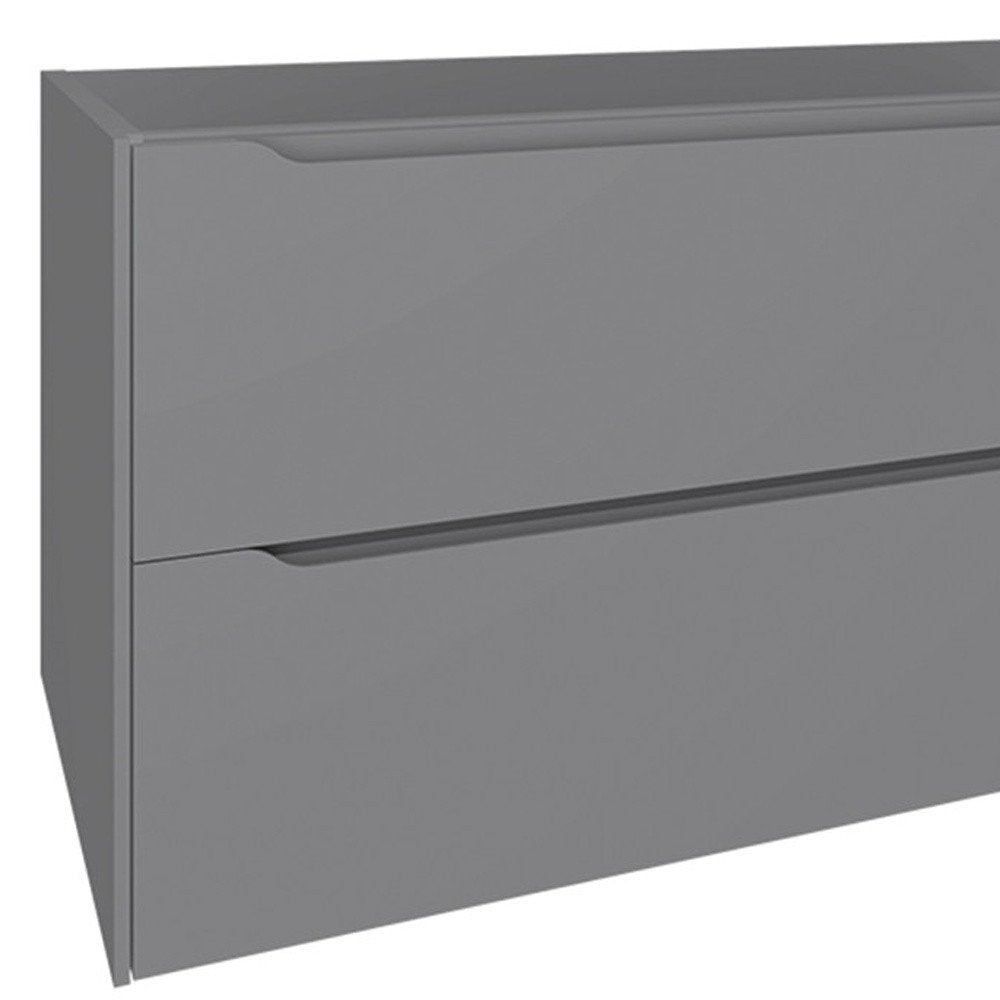 40" Gray Wood Floating Bathroom Vanity With White Sink And Two Drawers