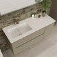40" Taupe Wood Floating Bathroom Vanity With White Sink And Two Drawers
