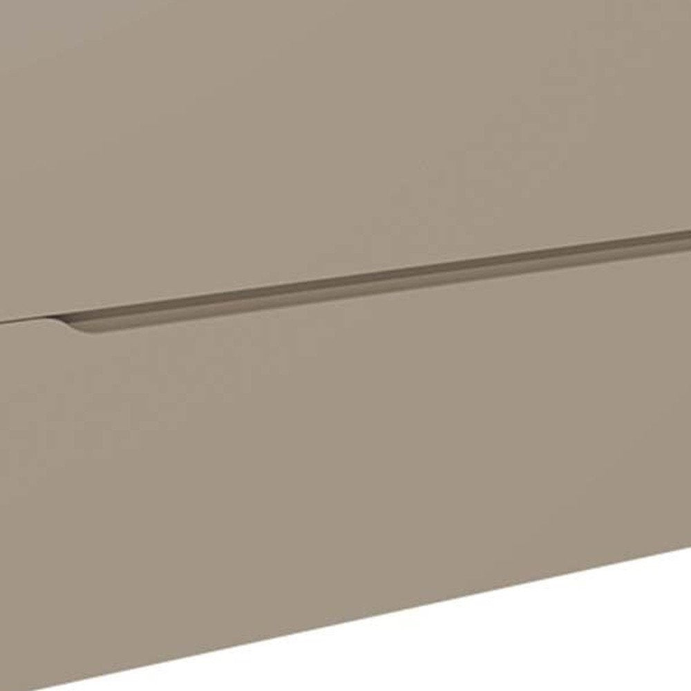 40" Taupe Wood Floating Bathroom Vanity With White Sink And Two Drawers