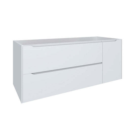 48" White Wood Floating Bathroom Vanity With White Sink And Two Drawers