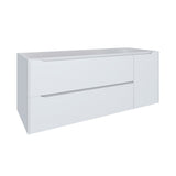 48" White Wood Floating Bathroom Vanity With White Sink And Two Drawers