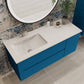 48" Blue Wood Floating Bathroom Vanity With White Sink And Two Drawers