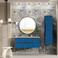 48" Blue Wood Floating Bathroom Vanity With White Sink And Two Drawers