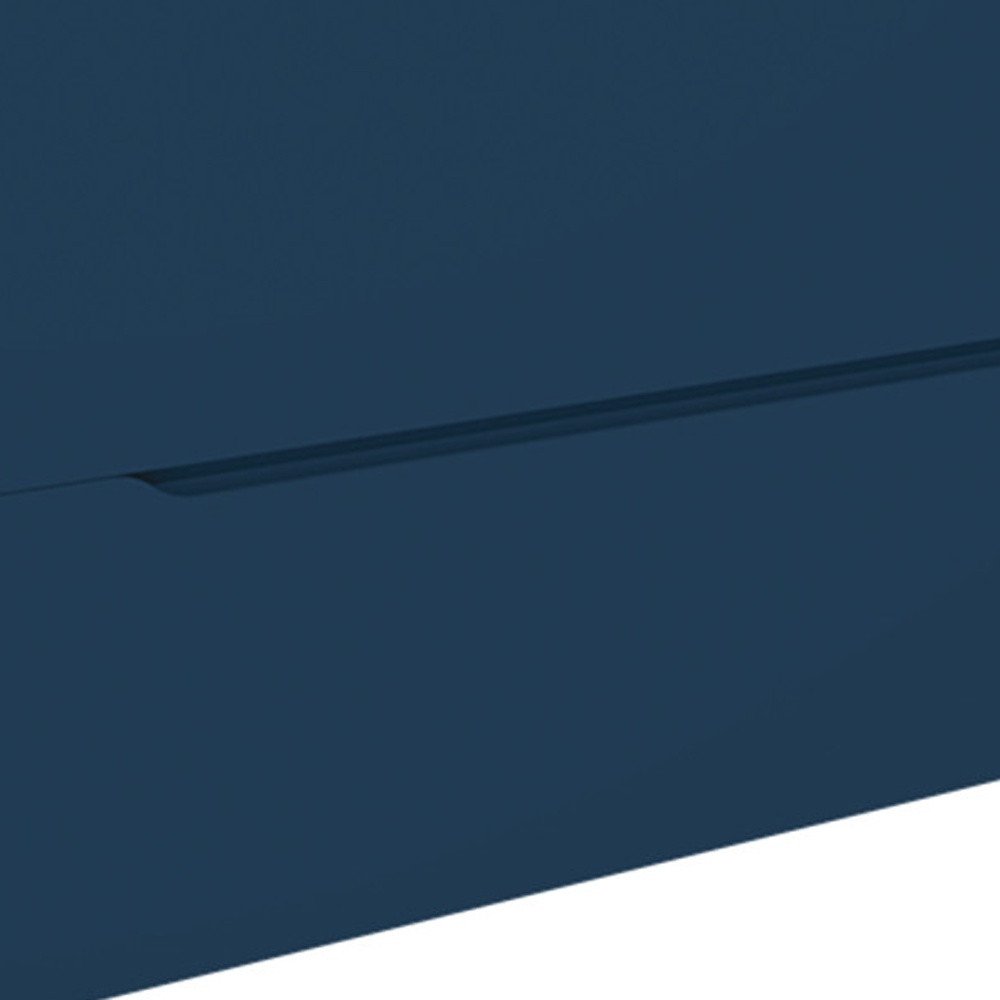 48" Blue Wood Floating Bathroom Vanity With White Sink And Two Drawers