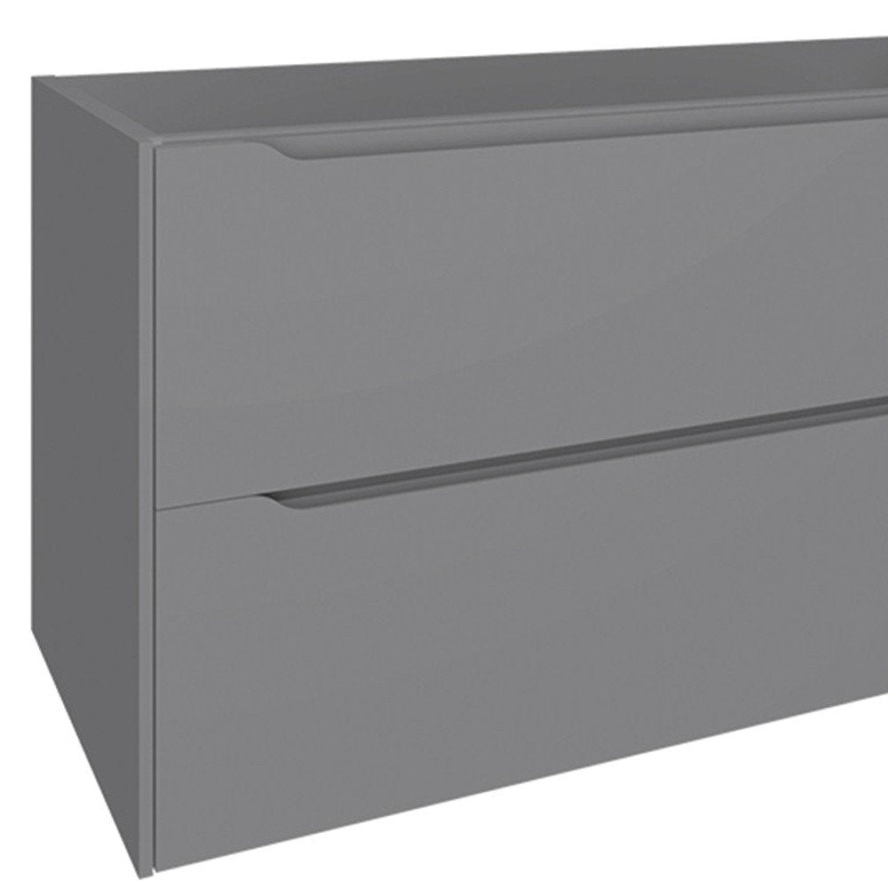 48" Gray Wood Floating Bathroom Vanity With White Sink And Two Drawers