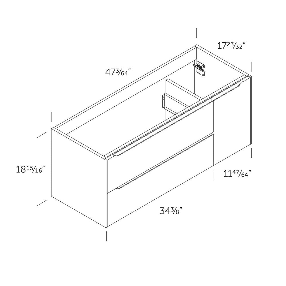 48" Taupe Wood Floating Bathroom Vanity With White Sink And Two Drawers