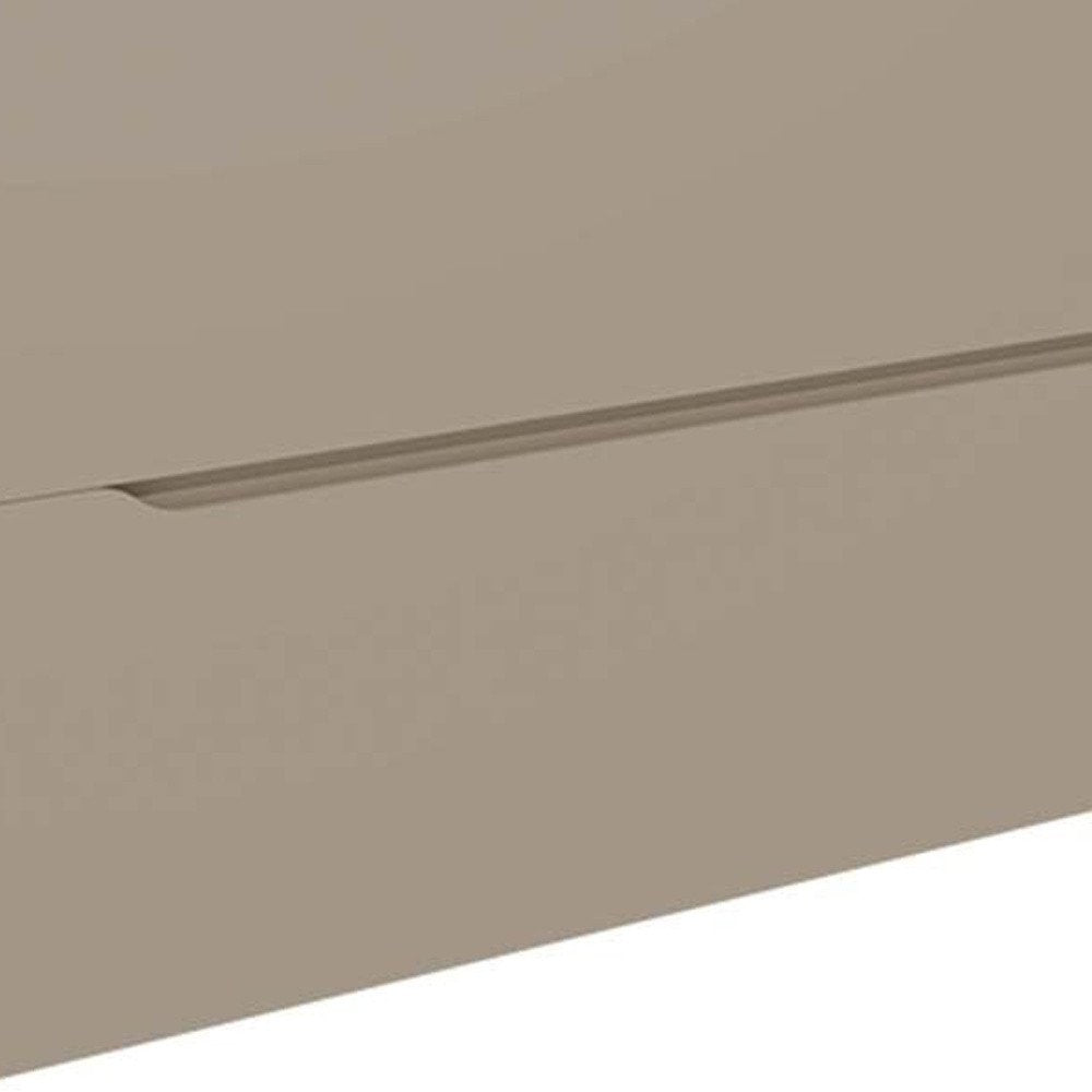 48" Taupe Wood Floating Bathroom Vanity With White Sink And Two Drawers