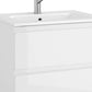 24" White Wood Freestanding Bathroom Vanity With White Sink And Three Drawers