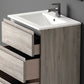 24" Natural Wood Freestanding Bathroom Vanity With White Sink And Three Drawers