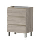 24" Natural Wood Freestanding Bathroom Vanity With White Sink And Three Drawers
