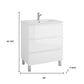 28" White Wood Freestanding Bathroom Vanity With White Sink And Three Drawers