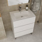 32" White Wood Freestanding Bathroom Vanity With White Sink And Three Drawers