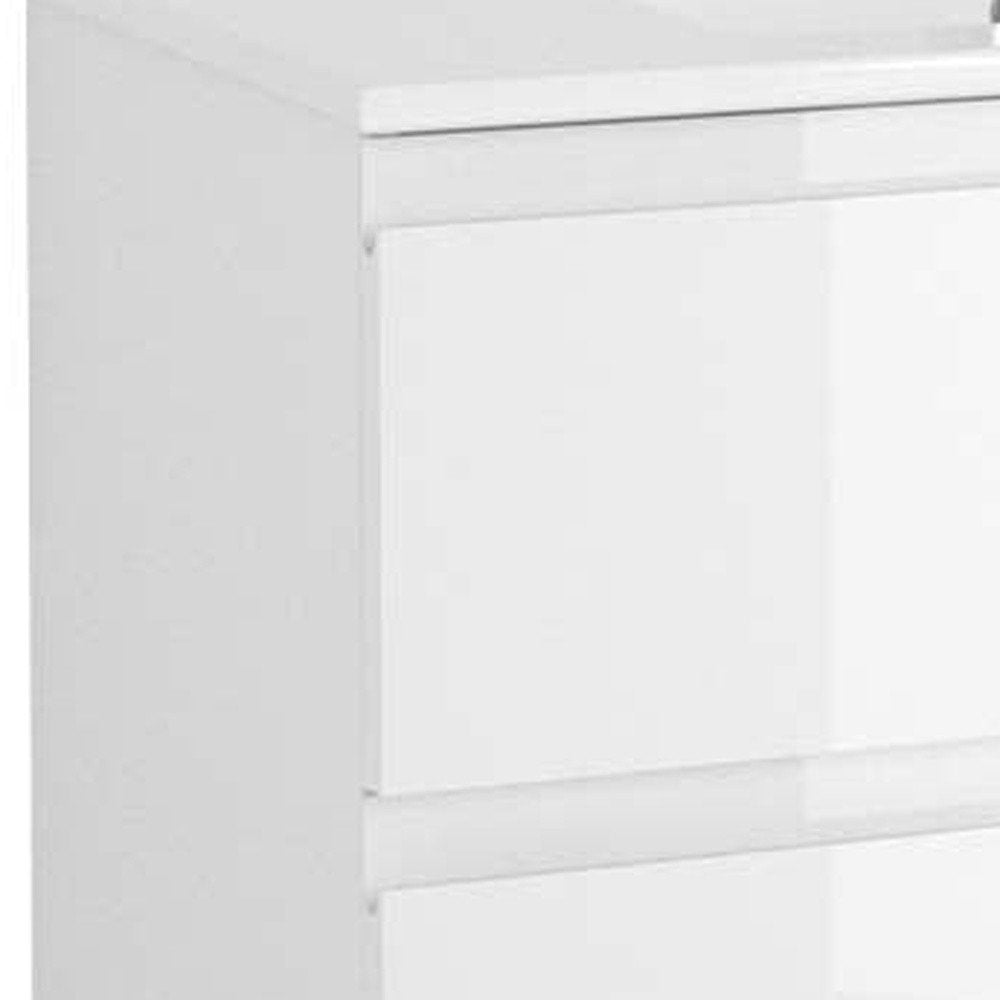32" White Wood Freestanding Bathroom Vanity With White Sink And Three Drawers