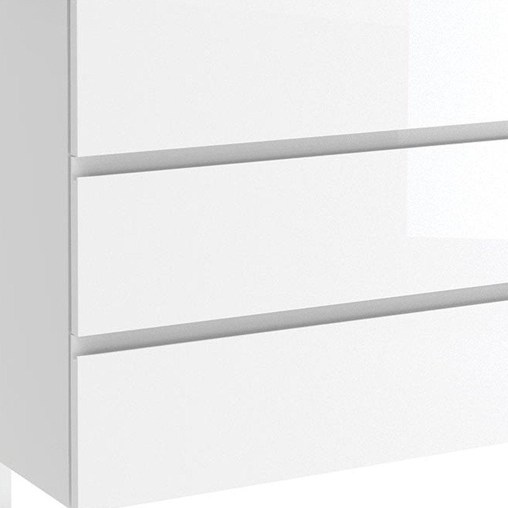 36" White Wood Freestanding Bathroom Vanity With White Sink And Three Drawers